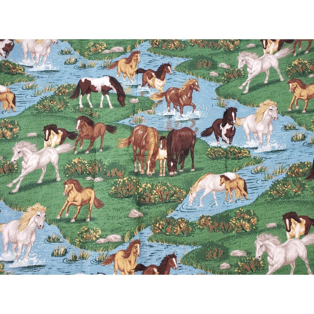 Craft Equestrian Wild Horse River Water Western Fabric 44" By The Yard Cottage
